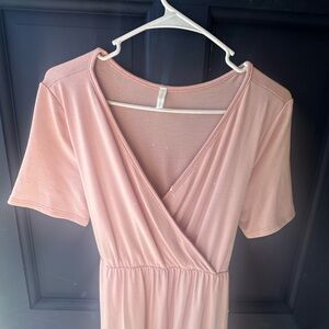 Elegant Pink Wrap Dress